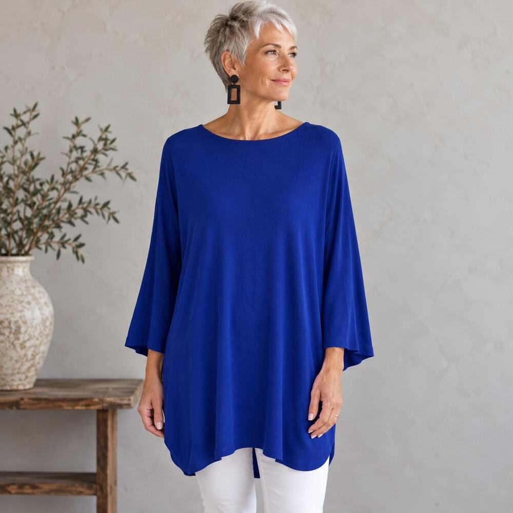 Bryn Walker Blue Knit Long Sleeve Tunic Top XL